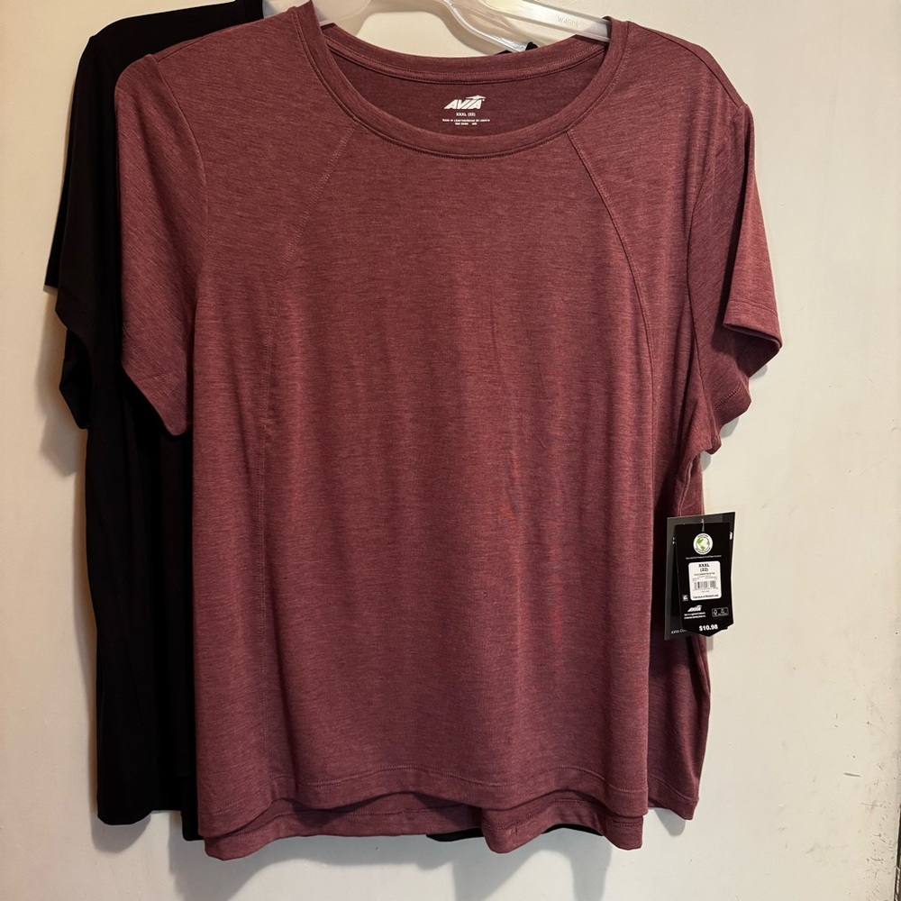 Avia Commuter SS Tees XXXL 22, Elegant Mauve, Black Soot NWT set of 2